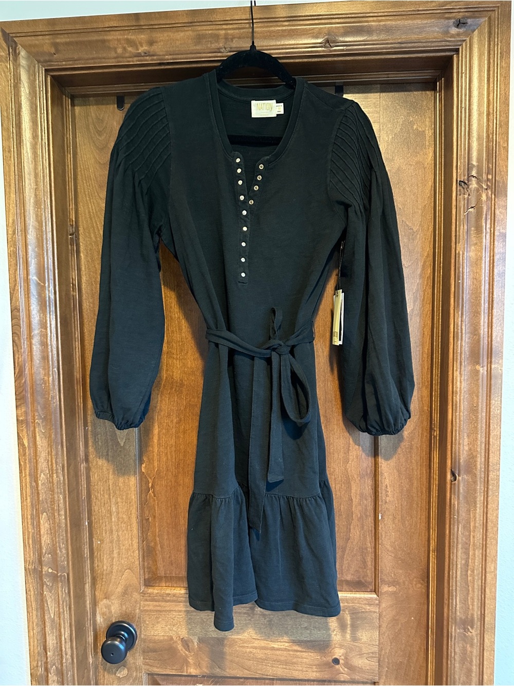 Nation LTD Women’s Black Long Sleeve Tie-Waist Dress